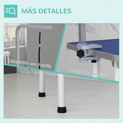Pawhut Mesa De Peluquería Canina Plegable Encimera Antideslizante Azul_3