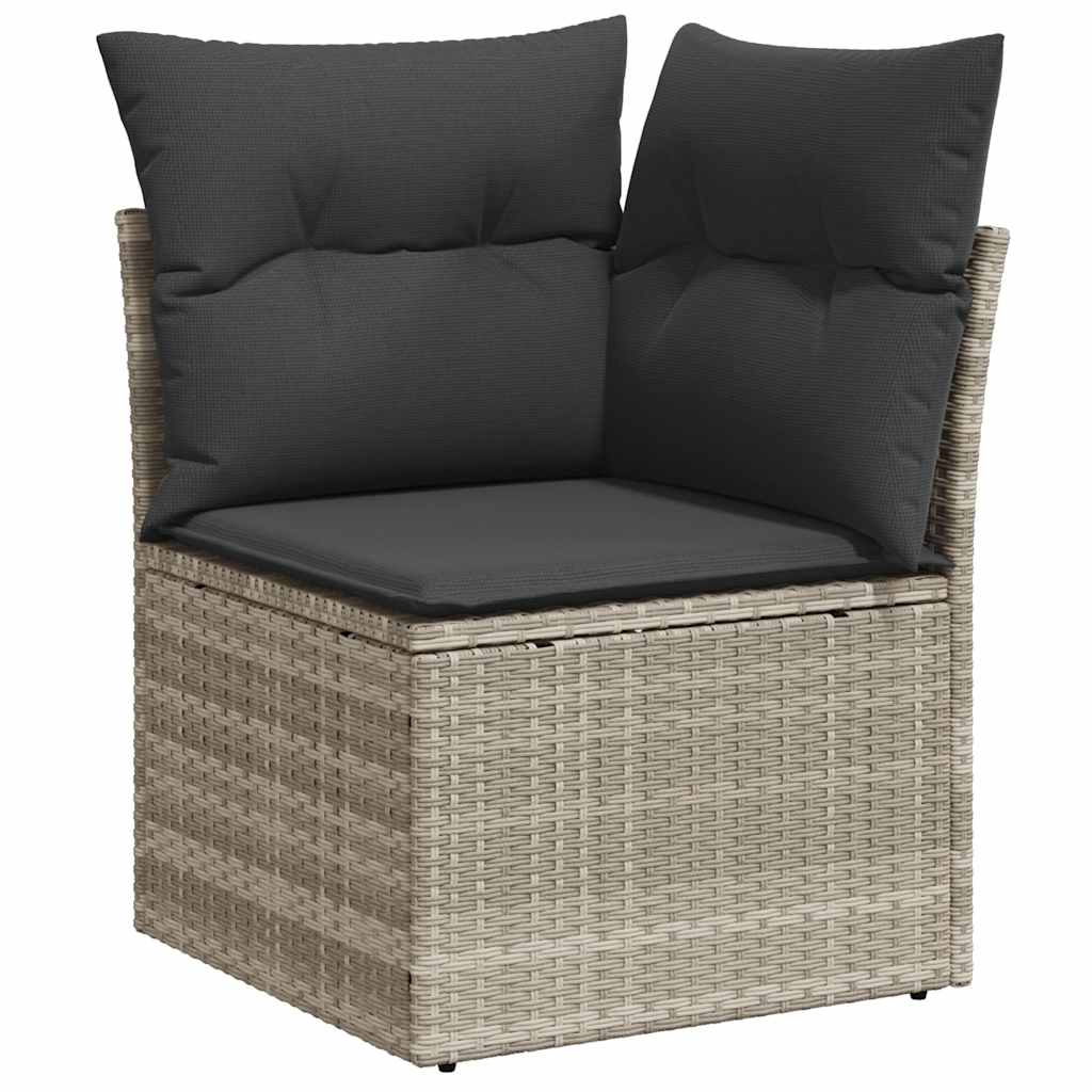 Set De Sofás De Jardín 7 Pzas Con Cojines Ratán Pe Gris Claro / Vetonek_2