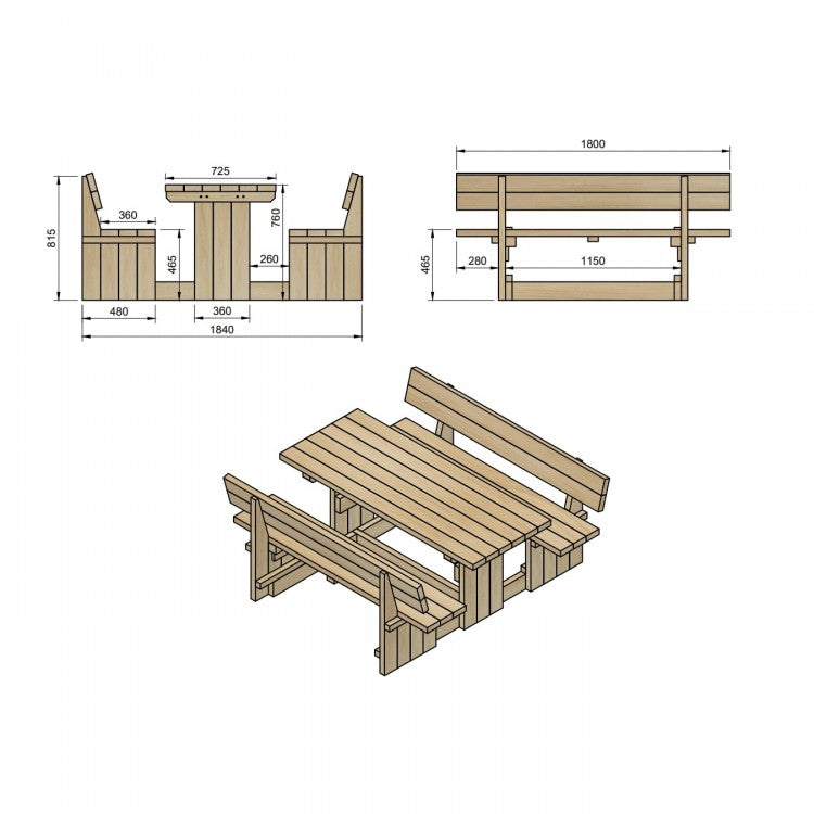 Mesa De Picnic Masgames Canet Mesa Con Respaldo.