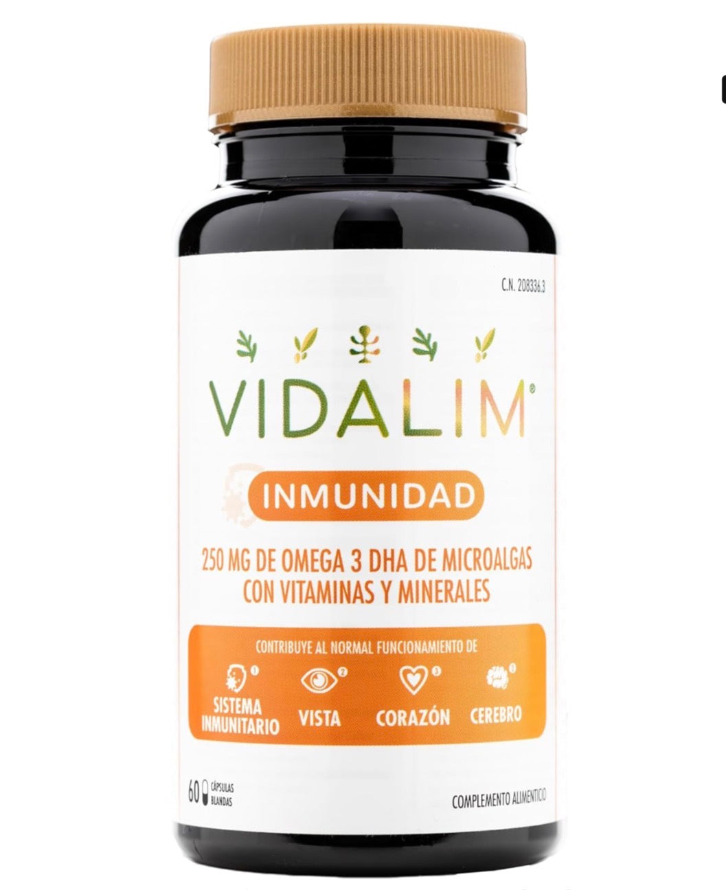 Omega 3 de Microalgas con 250 mg de DHA, Vitaminas y Minerales – Pack 120 Cápsulas Vidalim_1