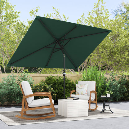 Outsunny Sombrilla Jardín Aluminio 2x3x2,5 M Inclinable Con Manivela Verde_3