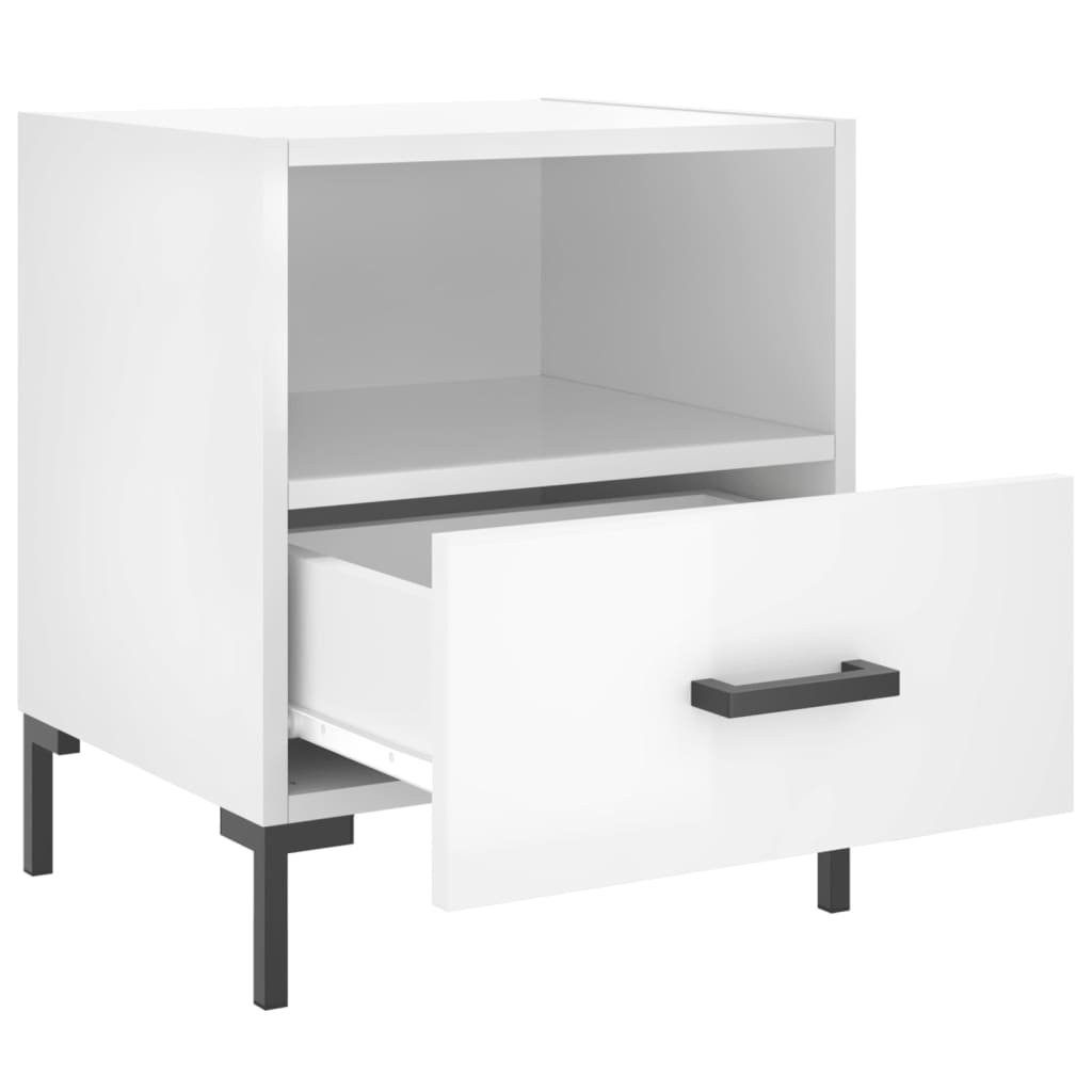 Mesita Noche 2 Uds Madera Ingeniería Blanco Brillo 40x35x47,5cm_3