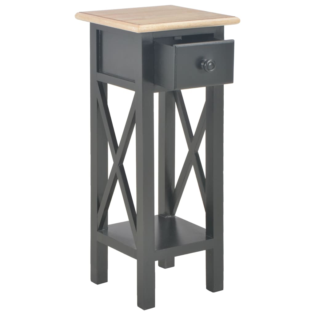 Mesa Auxiliar De Madera Negro 27x27x65,5 Cm_0