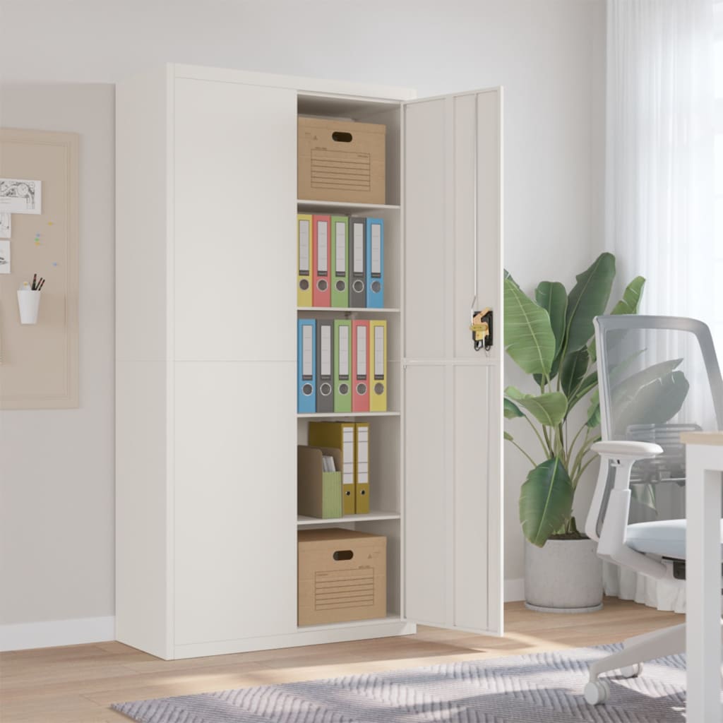 Armario Archivador De Acero Blanco 90x40x180 Cm_0