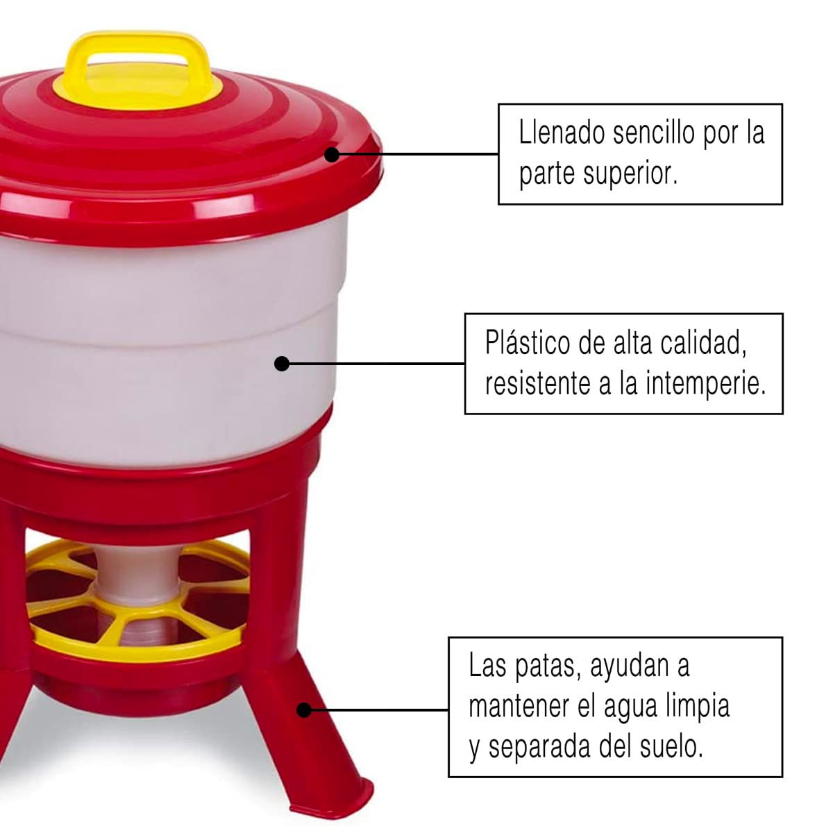 Tolva Gallinas Silo Premium 40 L - Comedero Grande Con Patas Para Aves De Corral - Tolva De Gran Capacidad Para Gallinas_2