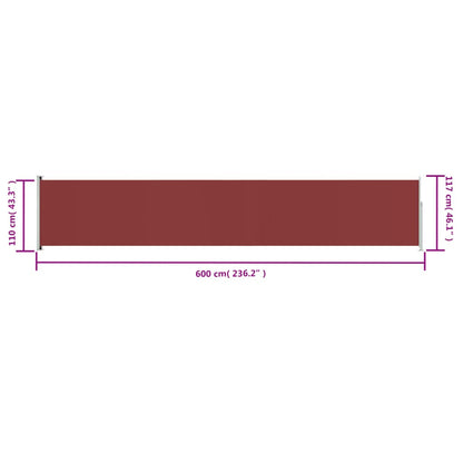 Vidaxl Toldo Lateral Retráctil De Jardín Rojo 117x600 Cm_2