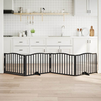 Vidaxl Puerta Para Perros Con Puerta Plegable De 4 Paneles, Color Negro, 320 Cm, Madera De Álamo_1