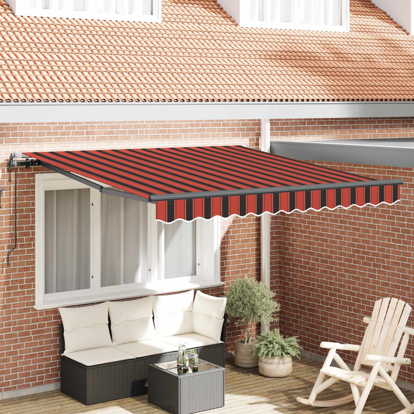 Toldo Retráctil Naranja Y Marrón 300 X 250 Cm Tela Y Aluminio_1