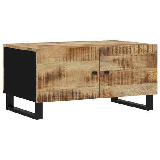 Mesa De Centro Madera Maciza Mango Y Contrachapada 80x50x40 Cm_0