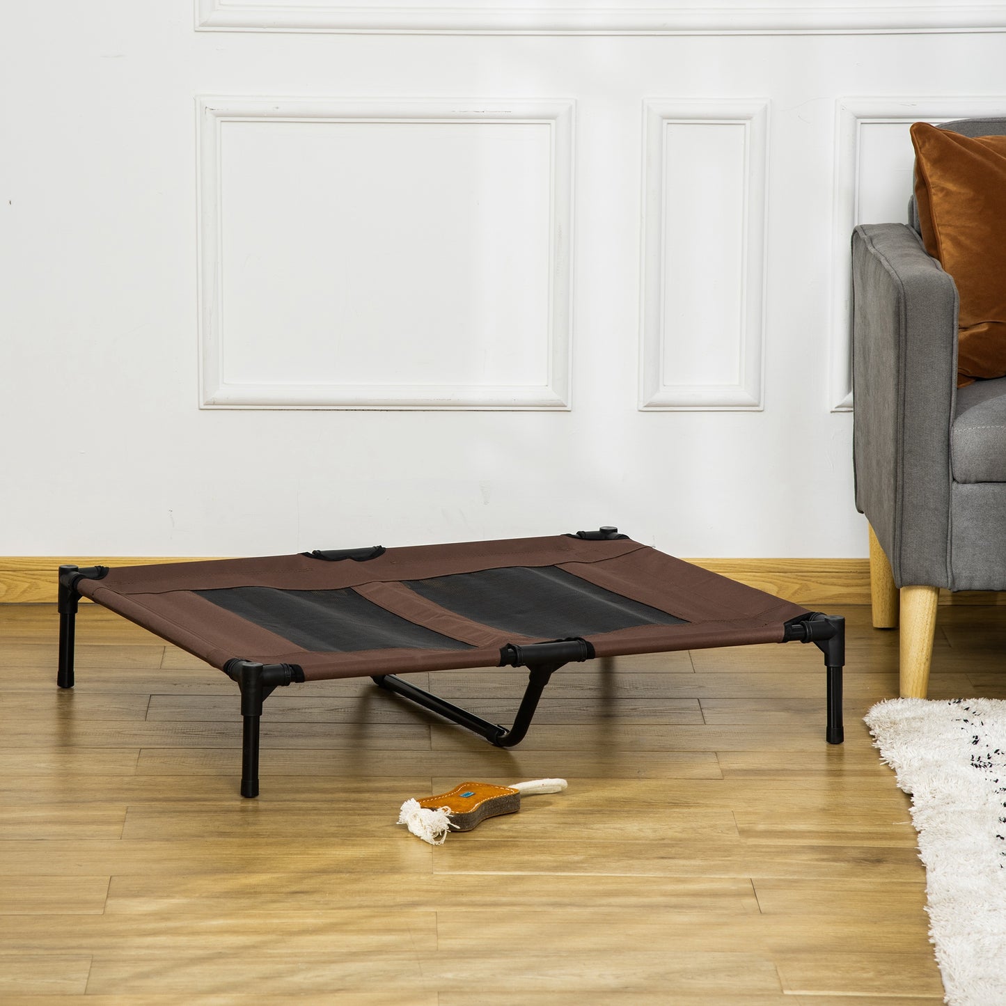 Pawhut Cama Elevada Para Perros Interior Y Exterior 92x76x18 Cm Café_1