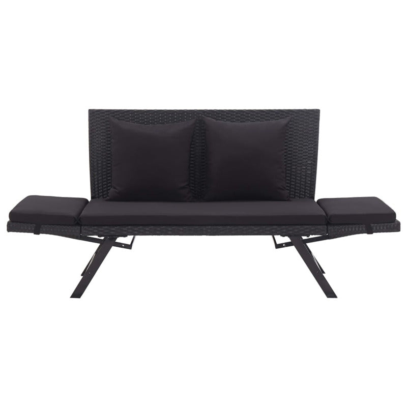 Vidaxl Banco De Jardín Con Cojines Ratán Sintético Negro 176 Cm_5
