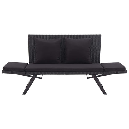 Vidaxl Banco De Jardín Con Cojines Ratán Sintético Negro 176 Cm_5