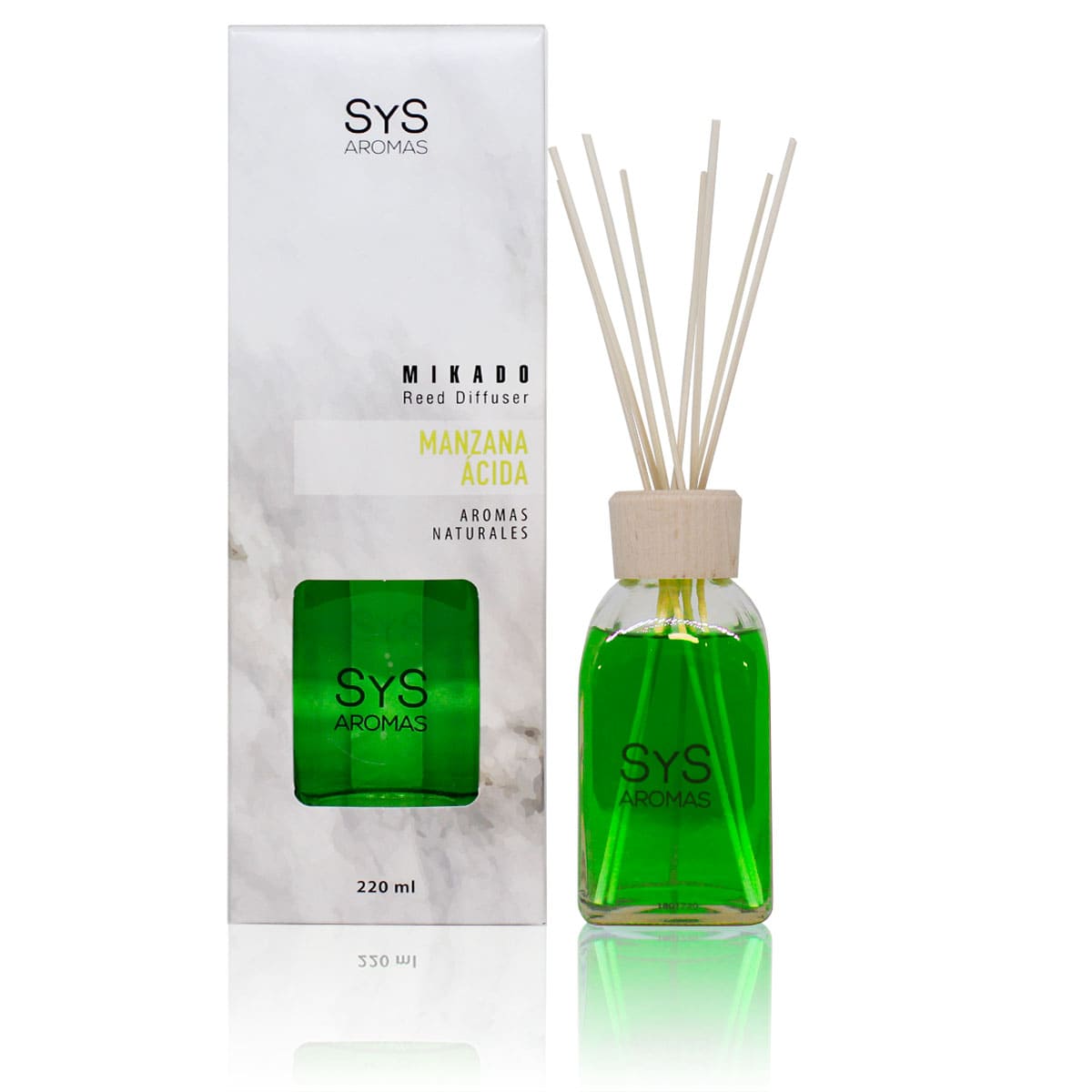 Ambientador Mikado Manzana Ácida Mármol SYS Aromas 220 ml | Aroma Afrutado y Ácido | Refrescante_0