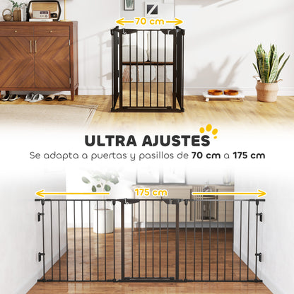 Pawhut Barrera De Seguridad 300 Cm Parque Para Perros De 5 Paneles Negro_3