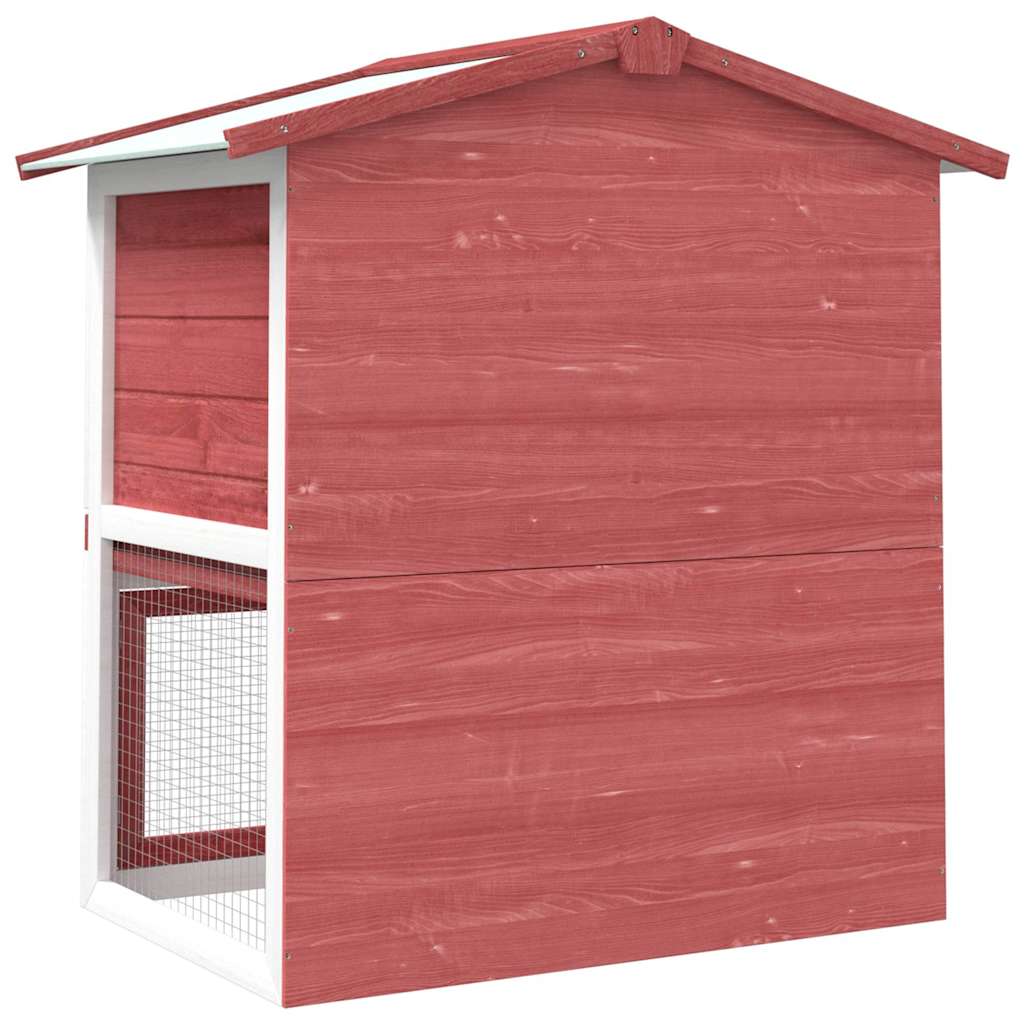 Jaula Conejera Con 3 Puertas Madera Rojo_4