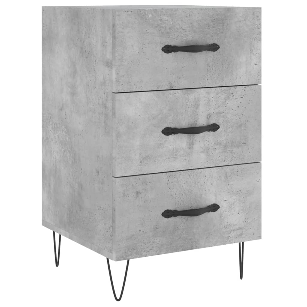 Mesita De Noche Madera De Ingeniería Gris Hormigón 40x40x66 Cm_0
