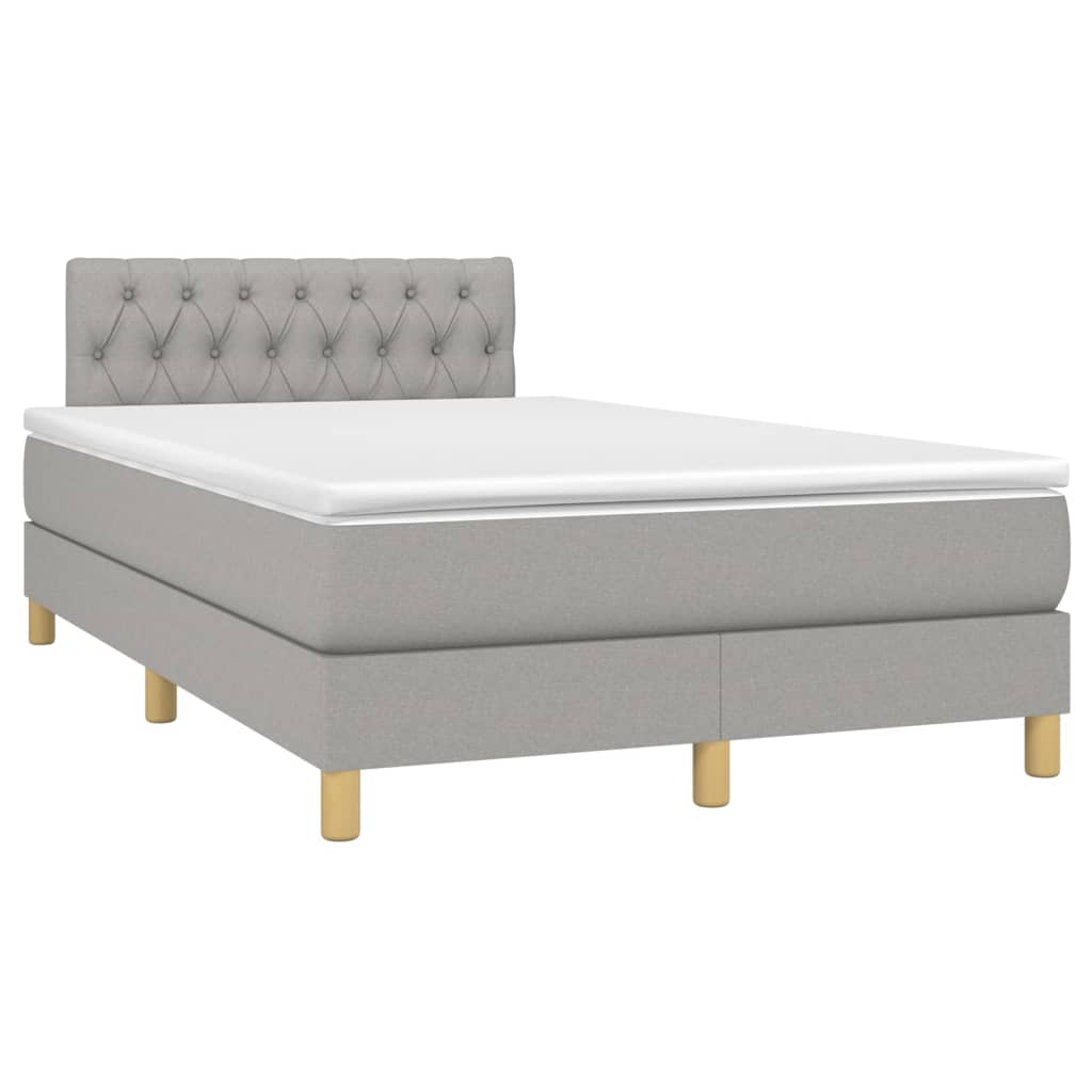 Cama Box Spring Con Colchón Tela Y Led Gris Claro 120x200 Cm / Vetonek_4