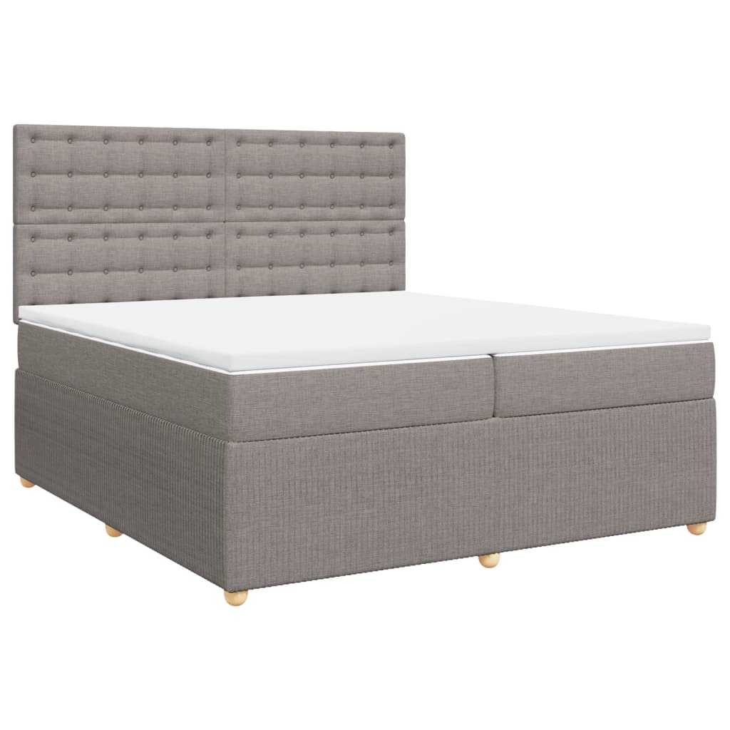 Cama Box Spring Con Colchón Tela Gris Taupe 200x200 Cm / Vetonek_1