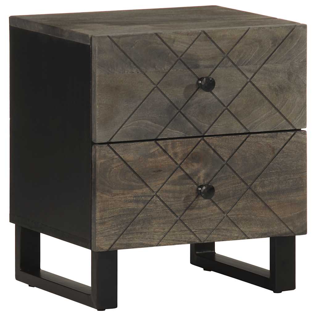 Mesitas De Noche 2 Uds Madera Maciza De Mango Negro 40x33x46 Cm_0