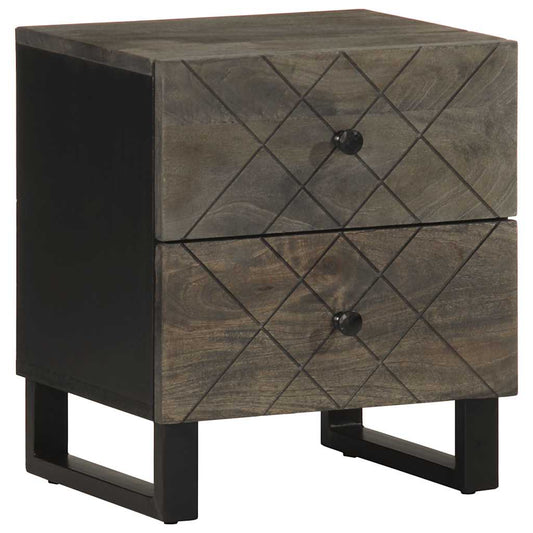 Mesitas De Noche 2 Uds Madera Maciza De Mango Negro 40x33x46 Cm_0