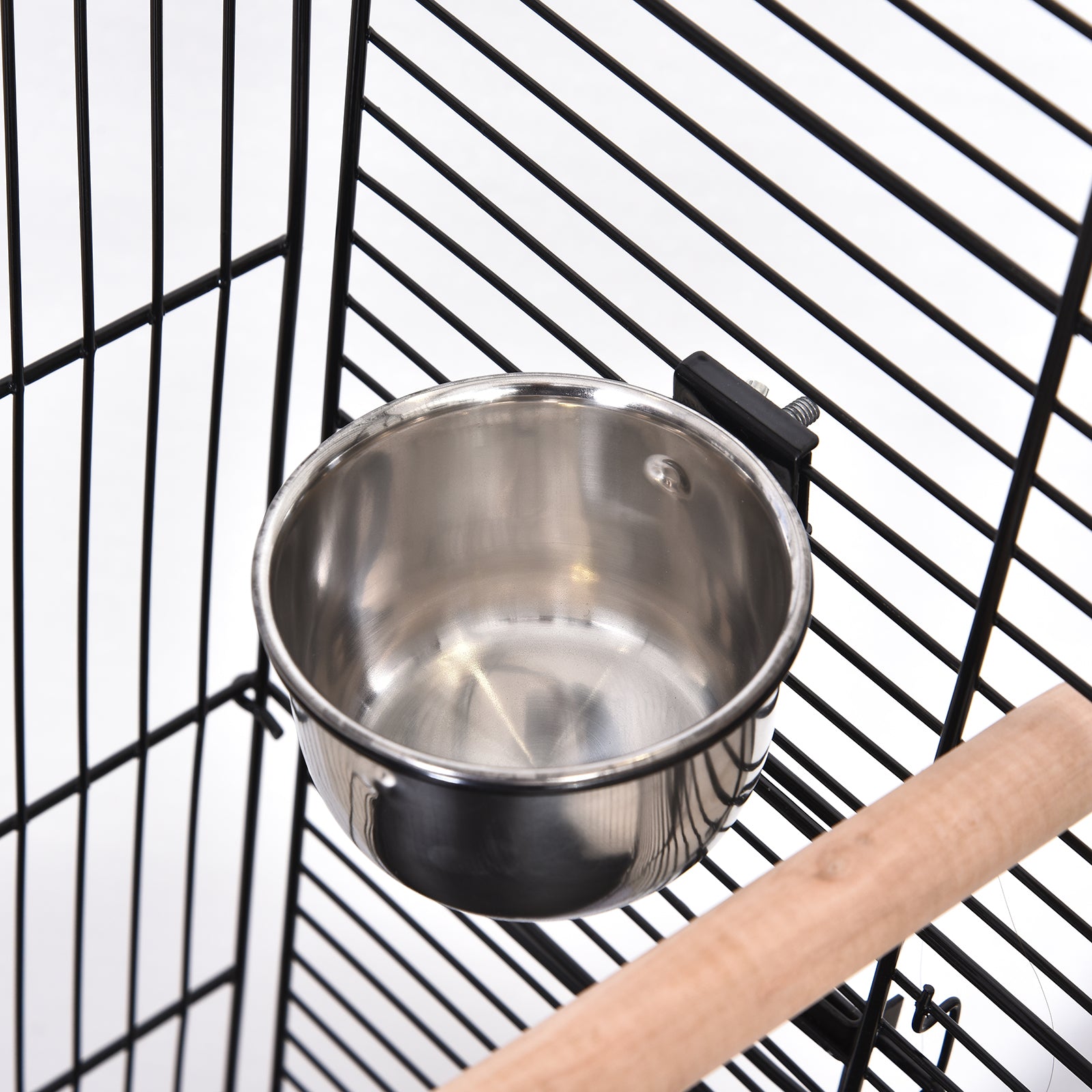 Pawhut Jaula Para Pájaros Con Soporte Ruedas Bandeja Extraíble 2 Comederos_3