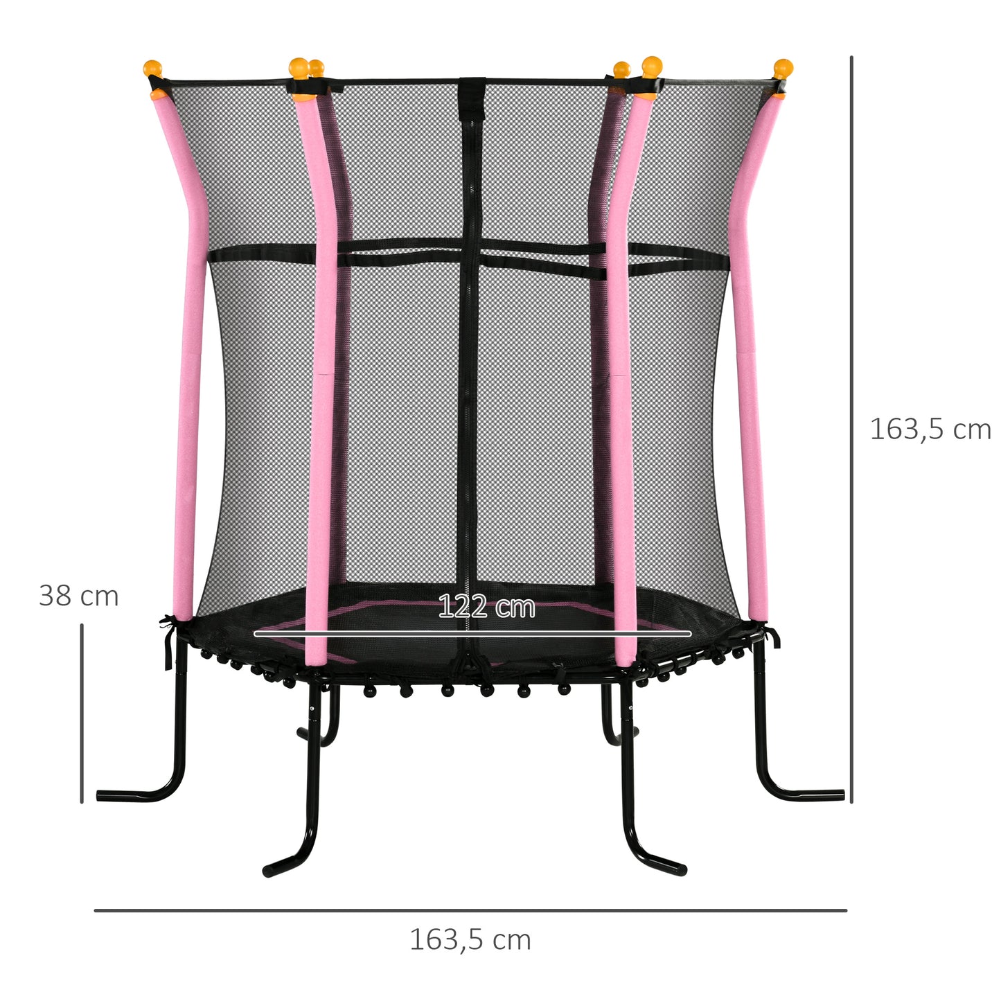 Homcom Trampolín Infantil Con Red De Seguridad Ø163,5x163,5 Cm Rosa_2