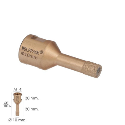 Corona Diamante Para Amoladora Ø 10 Mm. Conexión Rosca M14. Corte Seco