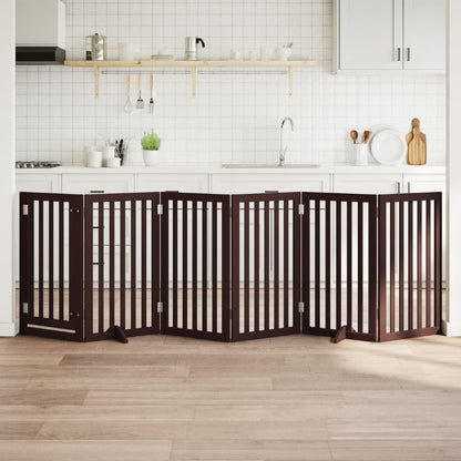 Vidaxl Puerta Para Perros Plegable 6 Paneles Madera Álamo Marrón 300cm_1