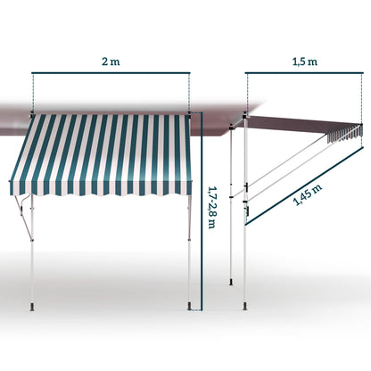 Outsunny Toldo Manual Retráctil Altura Ajustable Con Manivela 170-280 Cm_2