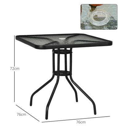 Outsunny Mesa De Jardín Cuadrada Con Agujero Para Sombrilla 76x76x72 Cm Negro_2