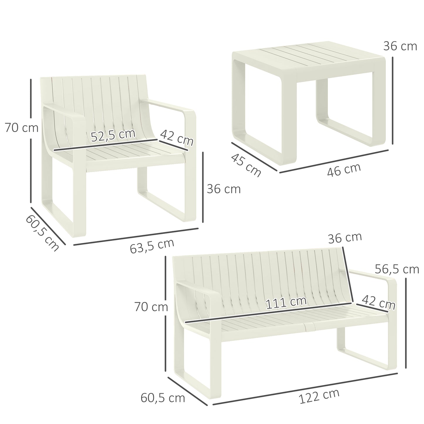 Outsunny Conjunto De Jardín Exterior Con 2 Sillones 1 Sofá De 2 Plazas Y 2 Mesas_2