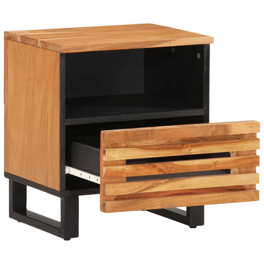 Mesita De Noche De Madera Maciza De Acacia 40x34x46 Cm_0