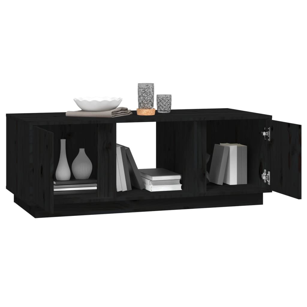 Mesa De Centro De Madera Maciza De Pino Negro 110x50x40 Cm_2