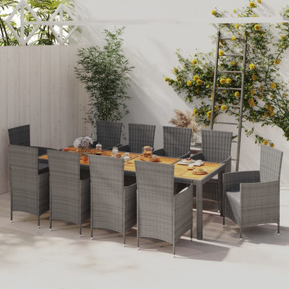Vidaxl Set De Comedor De Jardín 11 Pzas Y Cojines Ratán Sintético Gris_1