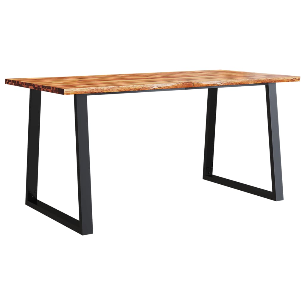 Mesa De Comedor Con Borde Vivo Madera Maciza Acacia 160x80x75cm_0
