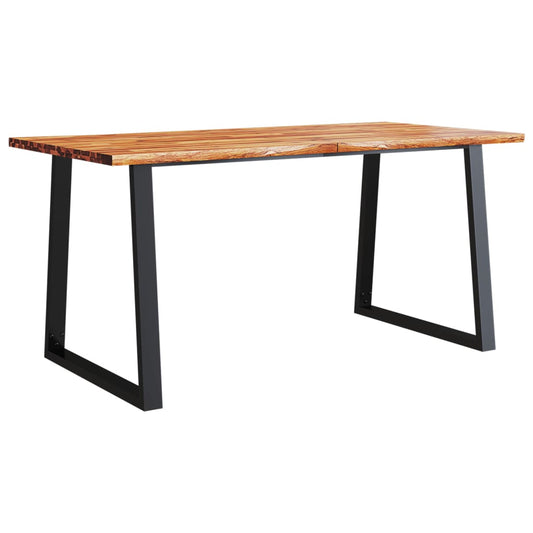 Mesa De Comedor Con Borde Vivo Madera Maciza Acacia 160x80x75cm_0