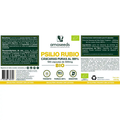 Psilio Rubio Bio, Cáscaras Puras Al 99% | 180 Cápsulas_4