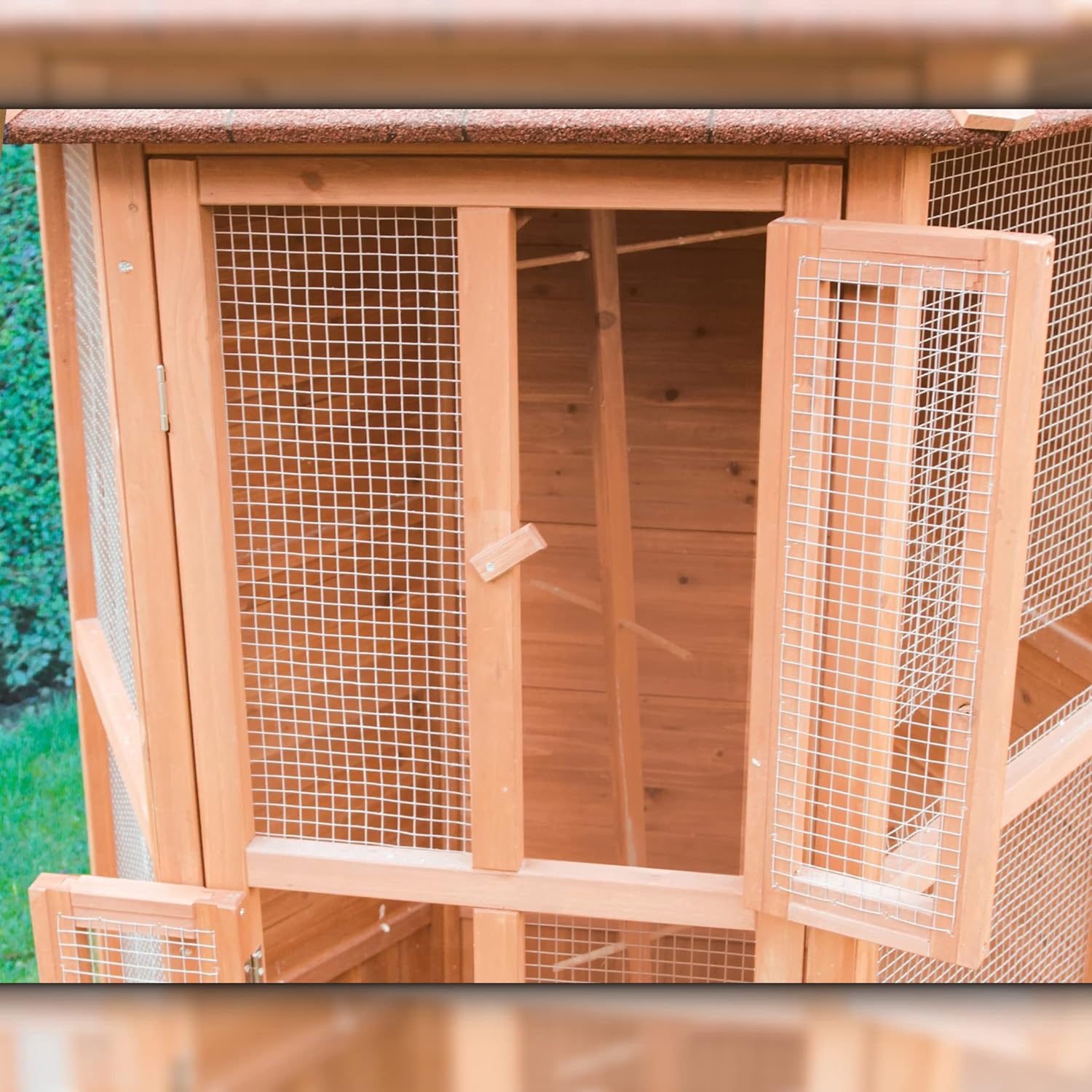 Voladera Para Pájaros De Jardín Exterior (canarios, Periquitos.) - Voladero Hexagonal En Madera_4