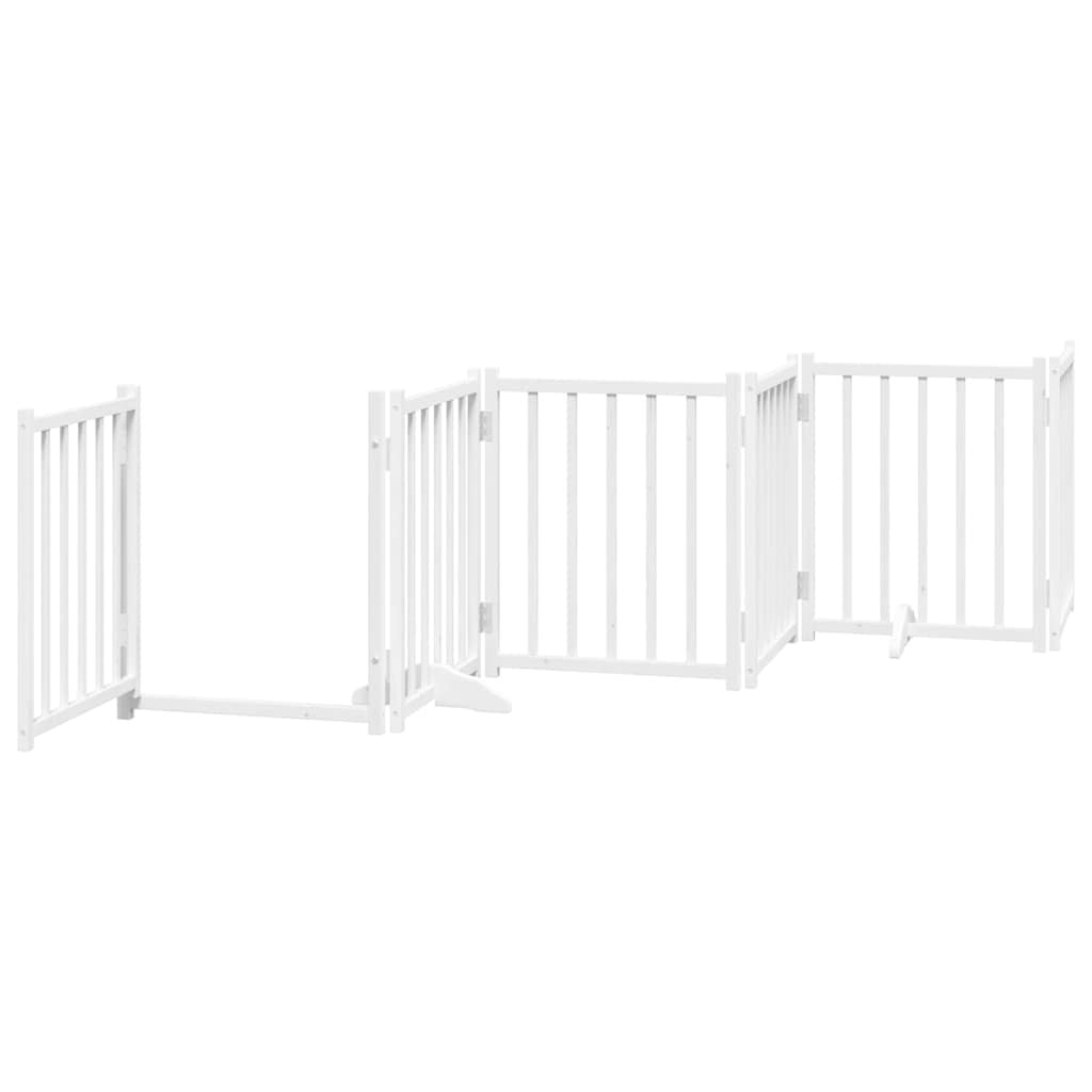 Vidaxl Puerta Para Perros Plegable 9 Paneles Madera Álamo Blanca 450cm_3