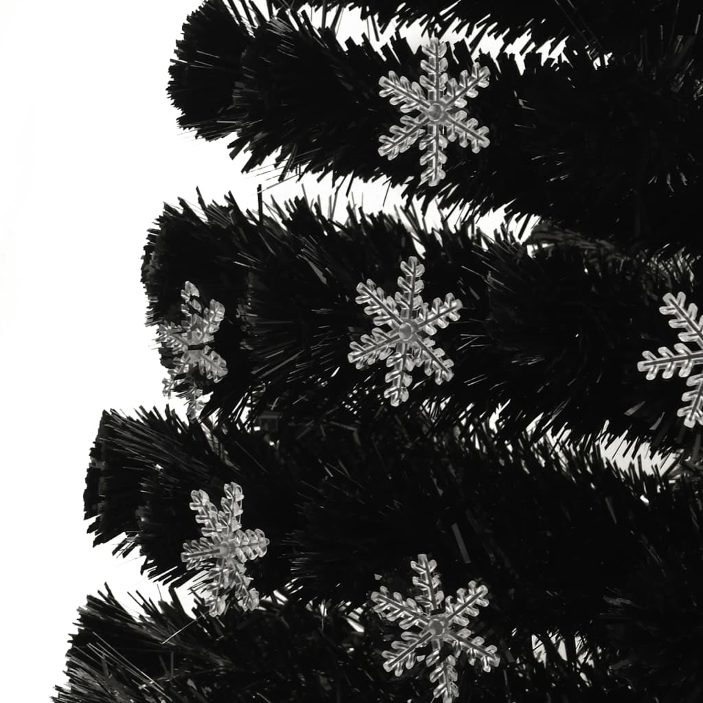 Vidaxl Árbol De Navidad Copos De Nieve Led Fibra Óptica Negro 120 Cm_4