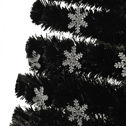 Vidaxl Árbol De Navidad Copos De Nieve Led Fibra Óptica Negro 120 Cm_4
