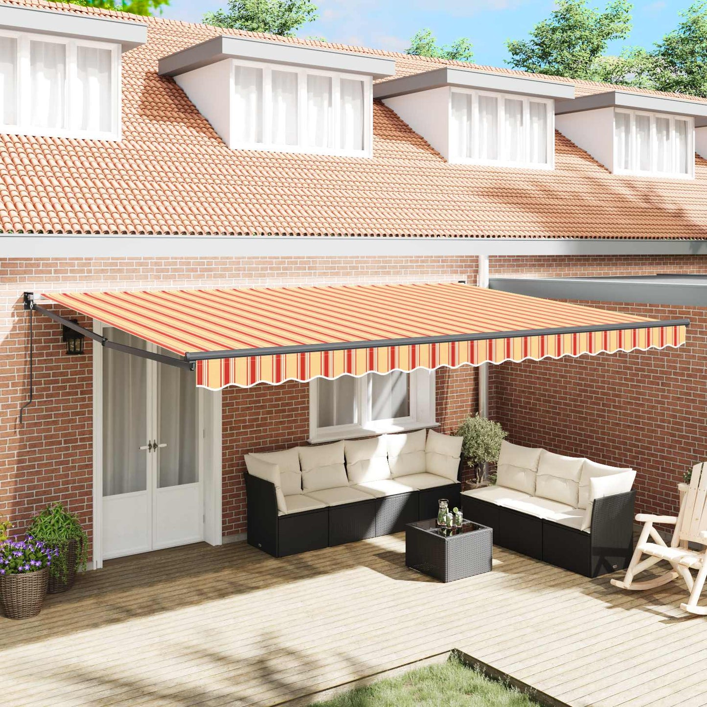Toldo Retráctil Amarillo Y Naranja 500 X 300 X 165 Cm_1
