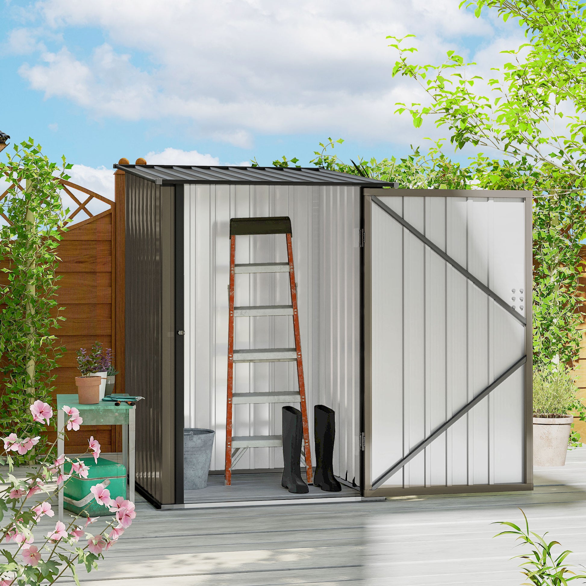Outsunny Cobertizo De Jardín De Exterior 0,92 M² 100x103x160 Cm Marrón_1