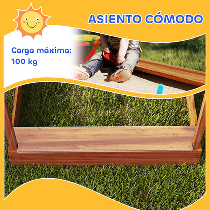 Outsunny Arenero Para Niños De Madera Con Toldo 124x116x146 Cm Naranja_5