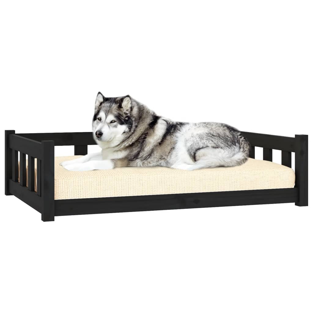 Cama Para Perros Madera Maciza De Pino Negro 105,5x75,5x28 Cm / Vetonek_0