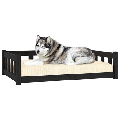 Cama Para Perros Madera Maciza De Pino Negro 105,5x75,5x28 Cm / Vetonek_0