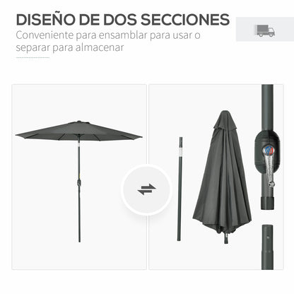 Outsunny Sombrilla De Jardín Ø264x253 Cm Con Protección Uv 50+ Gris_5