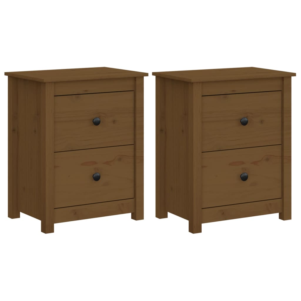 Mesitas De Noche 2 Uds Madera De Pino Marrón Miel 50x35x61,5 Cm_0