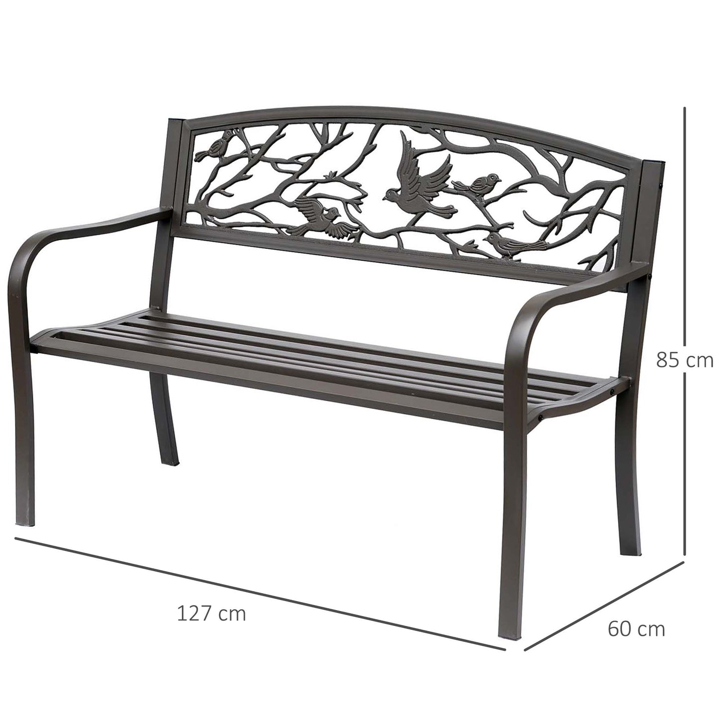 Outsunny Banco De Jardín Con Respaldo Con Imagen De Animales 127x60x85 Cm Marrón_2