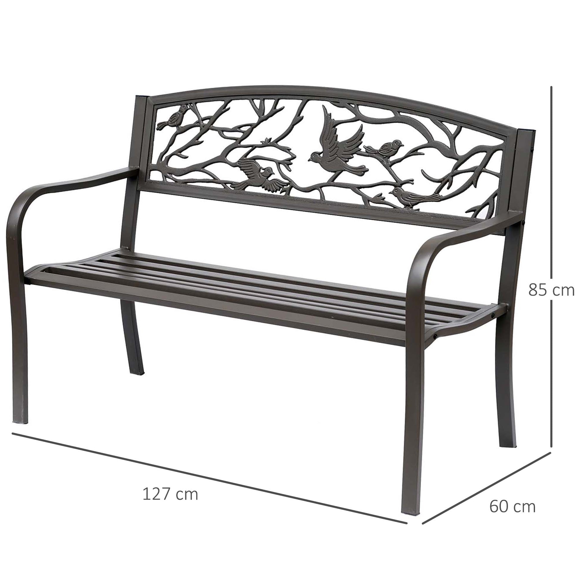 Outsunny Banco De Jardín Con Respaldo Con Imagen De Animales 127x60x85 Cm Marrón_2
